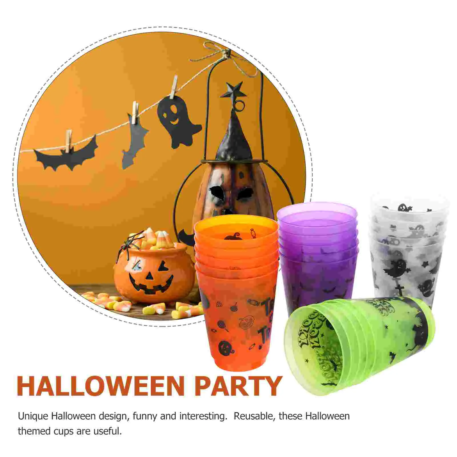 20 Pcs Decorative Milk Mug Plastic Cups Household Drinking Water Clear Mugs European and American Halloween Juice Storage