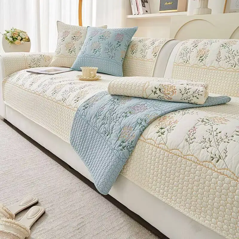 

Универсальный нескользящий чехол для дивана из хлопчатобумажной ткани, секционный диван в скандинавском стиле и L-образная вышивка, полное покрытие, подушка для сиденья