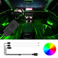 3/5M RGB Car Interior Ambient LED Light Strip USB Fiber Optic Interior Decorative Light Wiring Neon Strip Cold Light Line