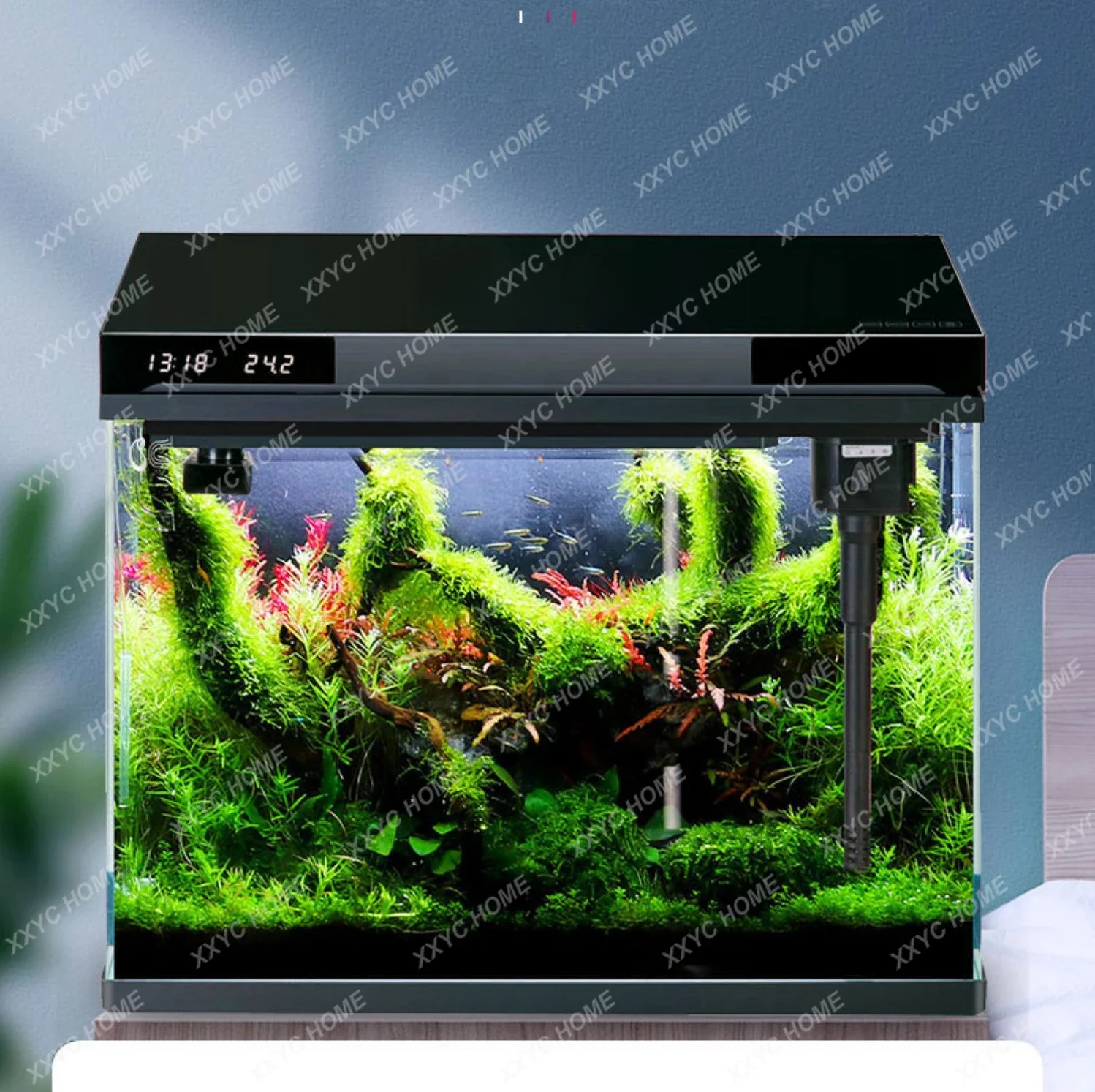 

Intelligent Digital Display Aquarium Small Ecological Fish Tank Change Water Super White Glass