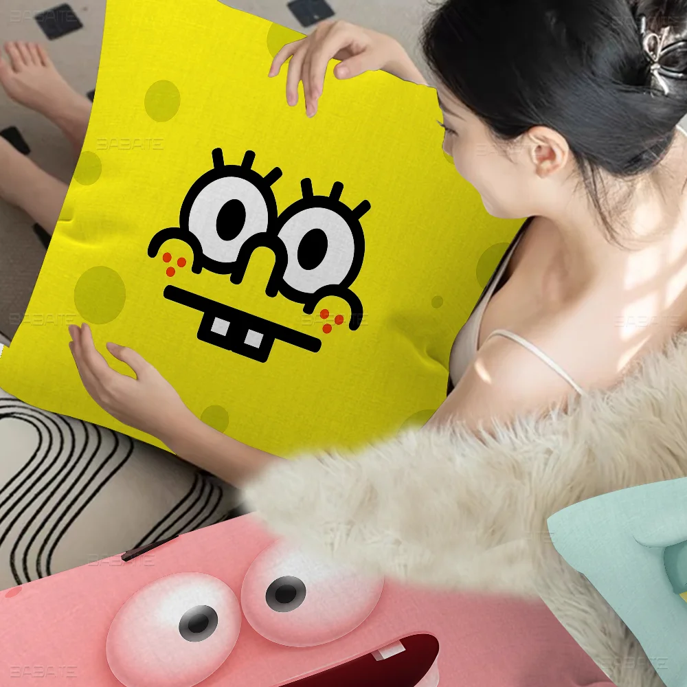 Cartoon S-Spongebobs Personalized Pillow Dust Cover Bedroom Kids Party Decoration Pillowcase Birthday Children Gift