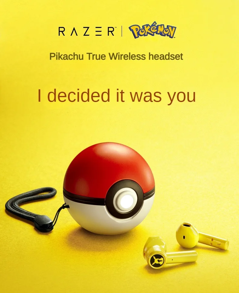 Razerポケモンpikachu真のワイヤレスBluetoothイヤホン2つスポーツ