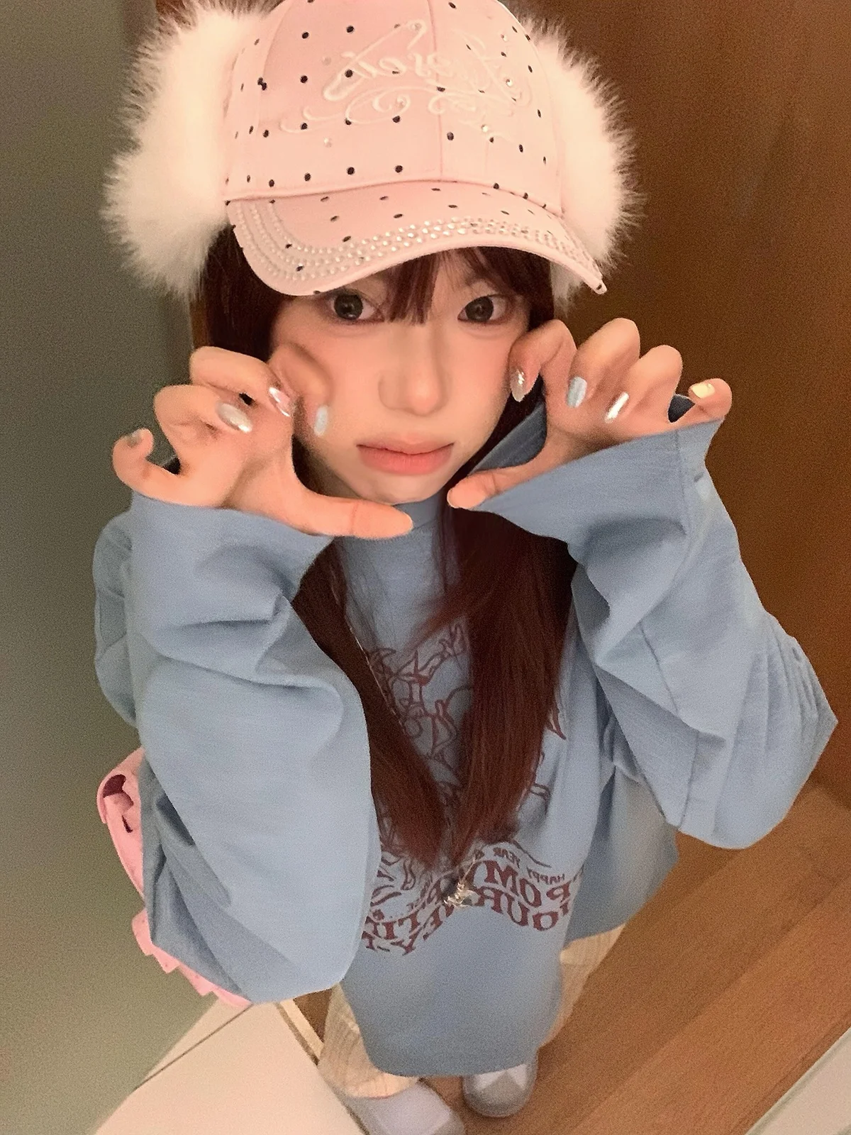 Sakura Model Retro  Riding Print Long Sleeve round Neck T-Shirt Women's Loose Casual Top Comfortable Cotton Spring Fashion