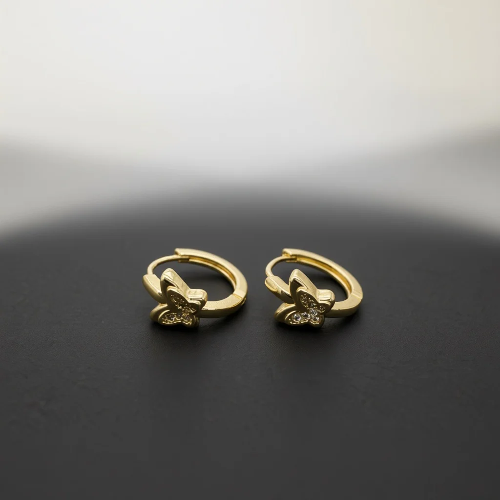 Two‑Tone Butterfly Huggie Hoop Earrings for Women, Pave Zircon Insect Motif Click‑Top Ear Hoops, Dainty Fashion Jewelry