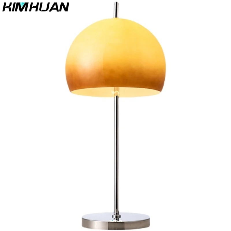 Living Room Retro Glass Table Lamp Modern bauhaus lamp Bedroom Bedside Study Living Room Retro Yellow Cream Egg Tart Table Light