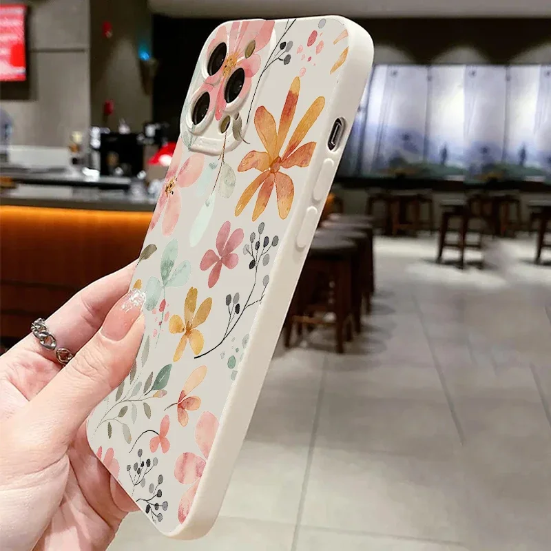 Stylish Cute Spring Flower Phone Case For iPhone 17 16 15 14 13 12 11 Pro Max 16 15 Plus 16E 17 Air Shockproof Soft Bumper Cover