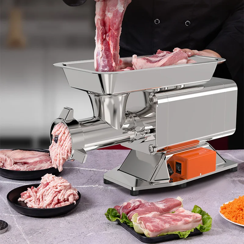 مفرمة اللحم التجارية بقدرة 1500 وات، قطاعة اللحوم SUS الألمانية 187 دورة في الدقيقة محرك نحاسي لملء سجق اللحوم المجمدة، متجر الجزار في المطاعم #6