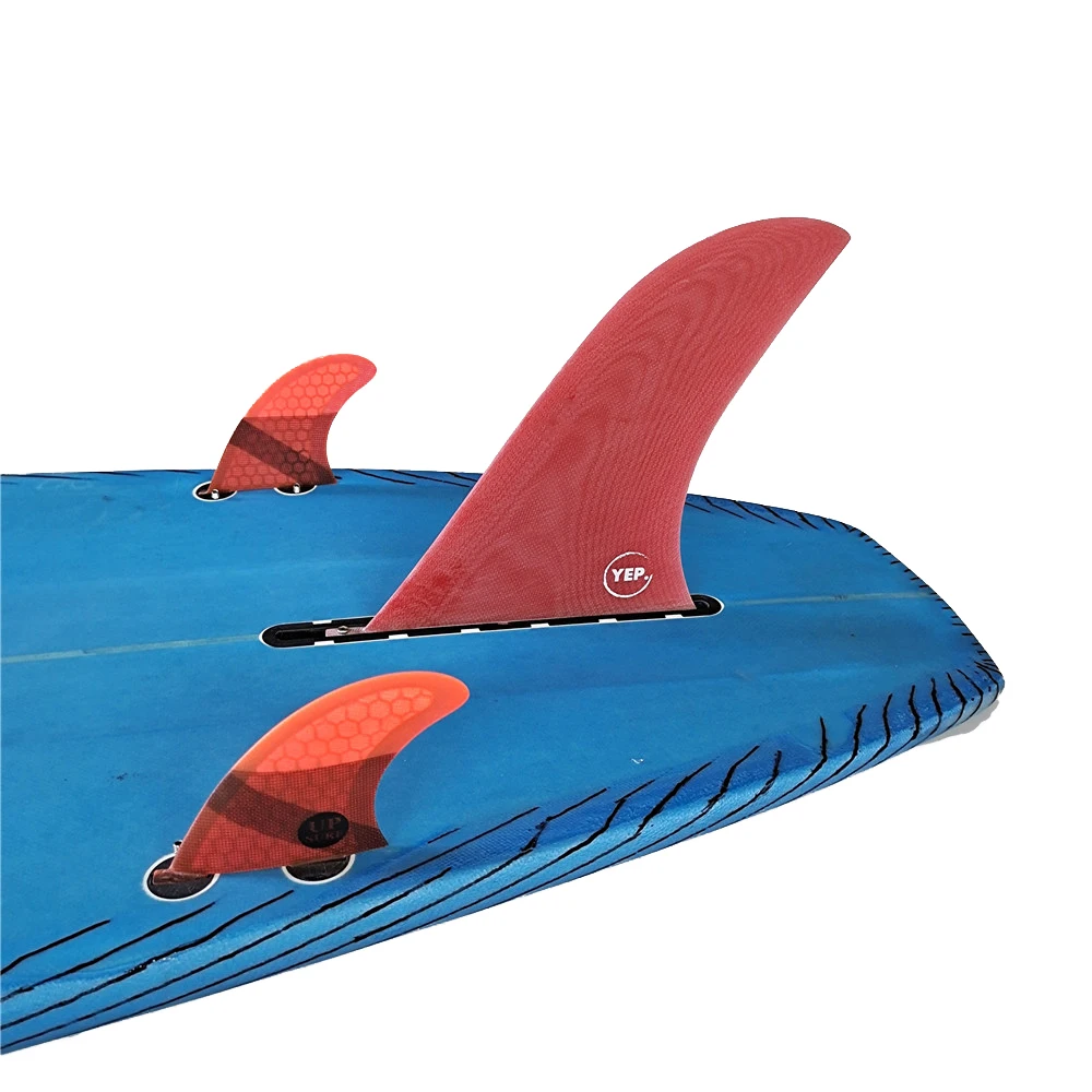 Fiberglass Honeycomb Surfboard, Longboard Fin, Single Fin, Sup Paddleboard Fin, Blue and Red, Quillas Surf Longboard, 9 