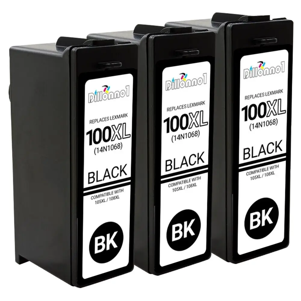 Cartouches d'encre noires 14N1068, 3 100XL, pour Lexmark PRO 205, 705, 805, 901, 905