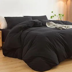 1pc Solid Color Duvet Cover 100% Washed Cotton Quilt Cover Japanese Minimalist Style Bedding Single Double King Queen Size Bed
