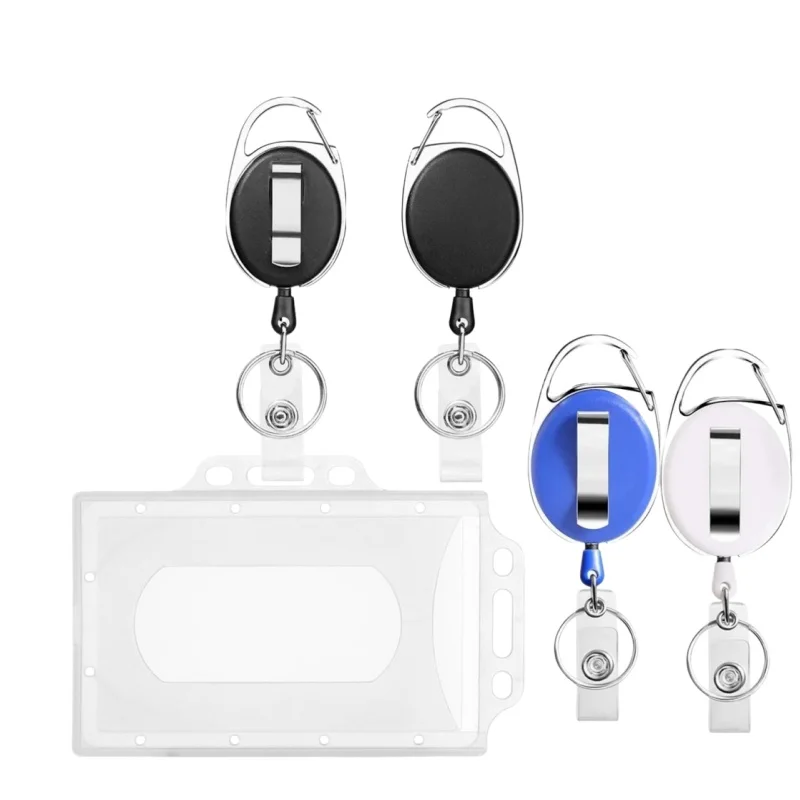 1pc Plastic ID Badge Card Holder for Bank Cards Protector Transparent Cardholder Card Cover with Nurse Badge Reel