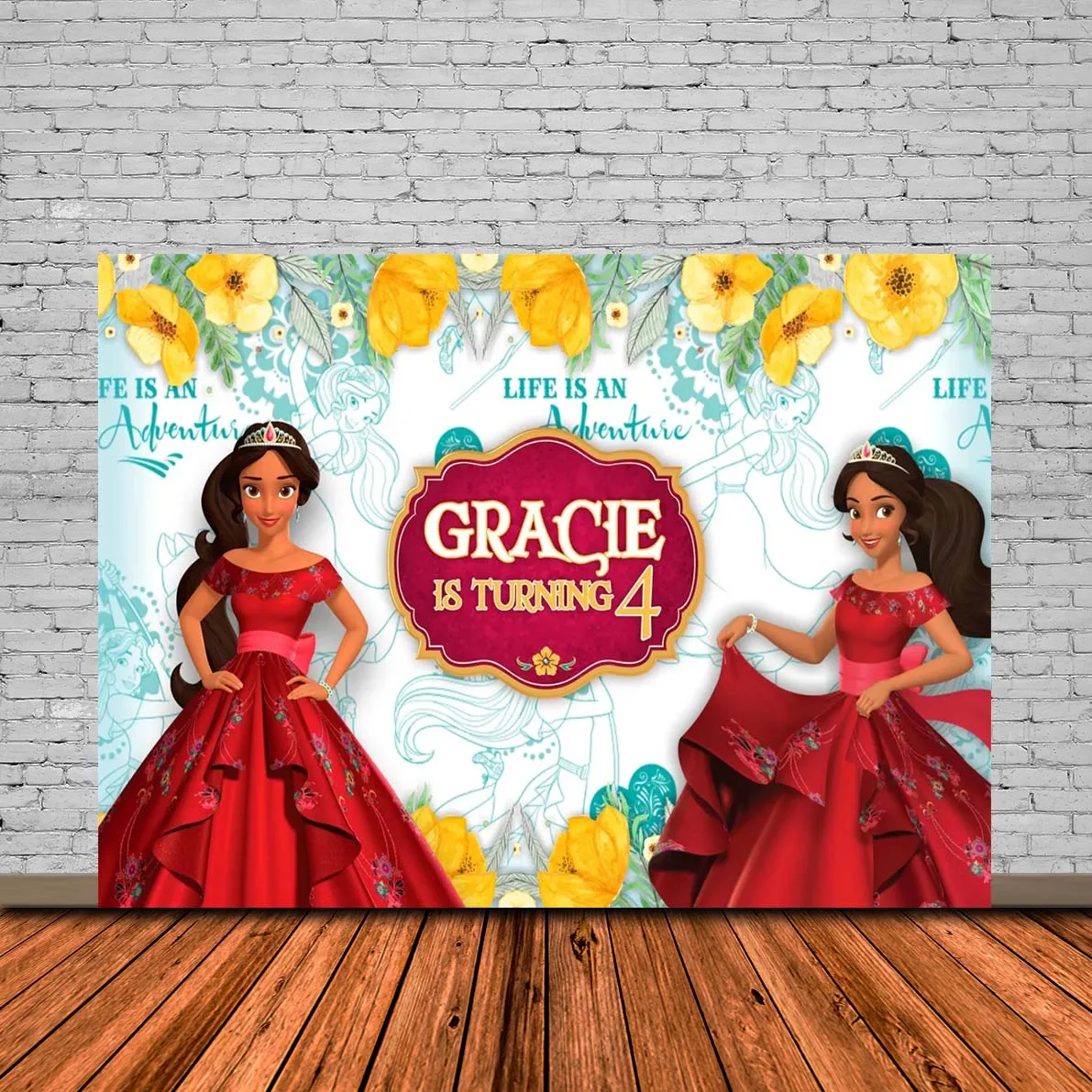 Елена из Авалора, фон принцессы для девочек, фон для дня рождения, золотистая красная рамка, виниловый баннер, реквизит для фотостудий