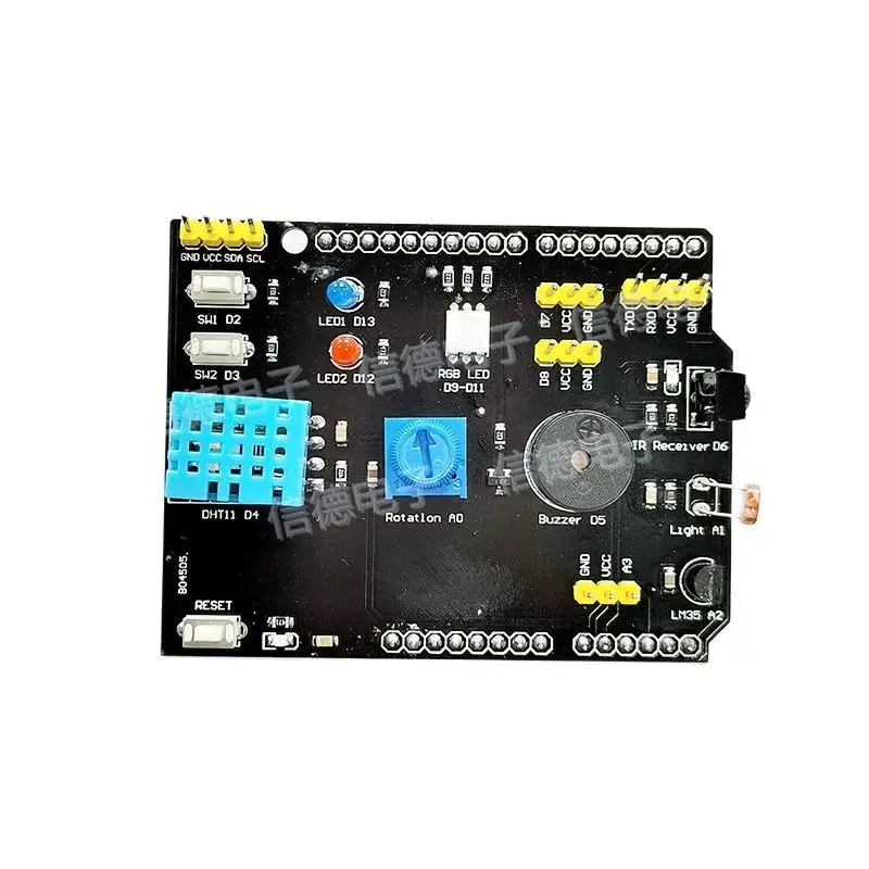 다기능 확장 보드, DHT11 온도 및 습도, LM35 온도 및 버저, UNO 호환 가능, 9-in-1