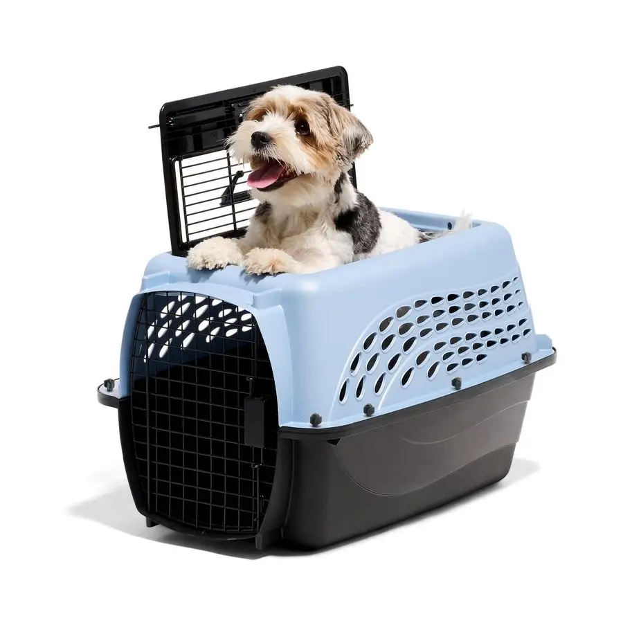 

Dog Crates for Small Dogs amp Cat Carriers, TwoDoor Plastic Pet Kennel, Top amp Front Loading, Made in USA, 24, Blue