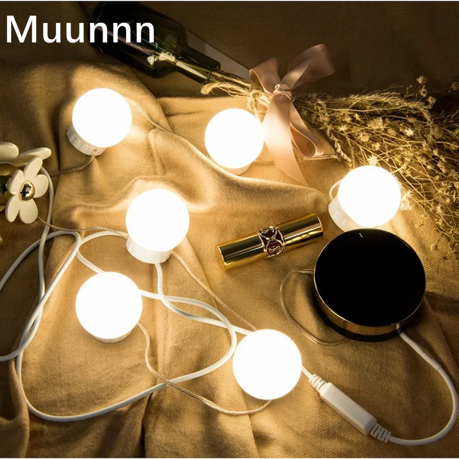 USB Modern Makeup Light Three-tone Light Mirror Headlight Mirror Light Makeup Mirror Bulb Mirror Decorative Light Vanity Lamp