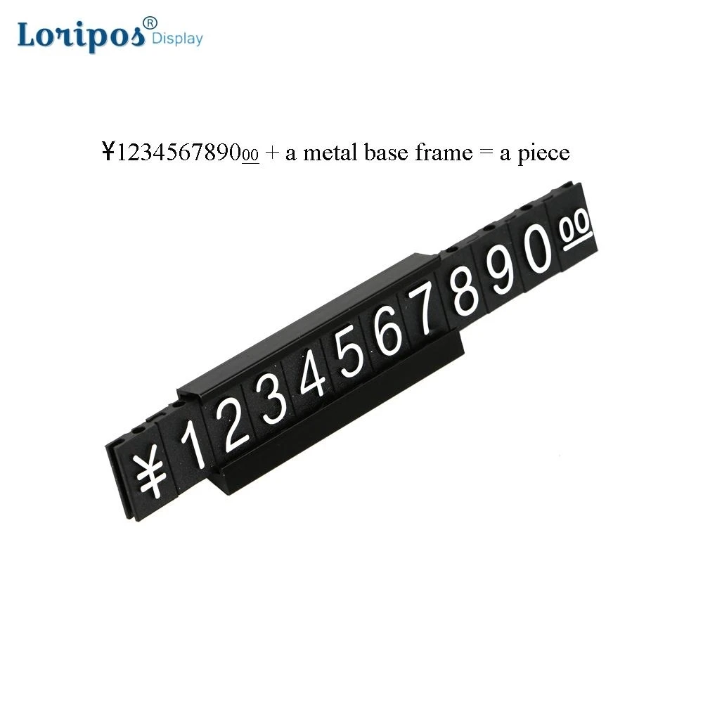 Counter Top Adjustable Price Tags Kit $ Euro, Car Jewelry Clothes Numberal Digit Display Cube Sign Label Alloy Board Stand Frame