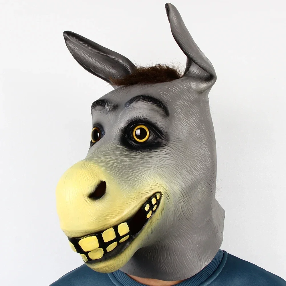 

Animal Shrek Donkey Mask Novelty Funny Donkey Horse head Masks Latex full Face Helmet Cosplay Zoo Prop Party New Year costume