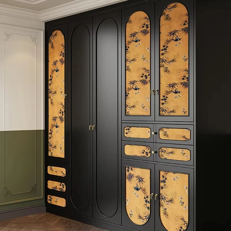 French Cabinet Wooden Closet Bedroom Black Simple Cabinets Storage Wardrobe Organizer Open Armario De Ropa Furniture Home