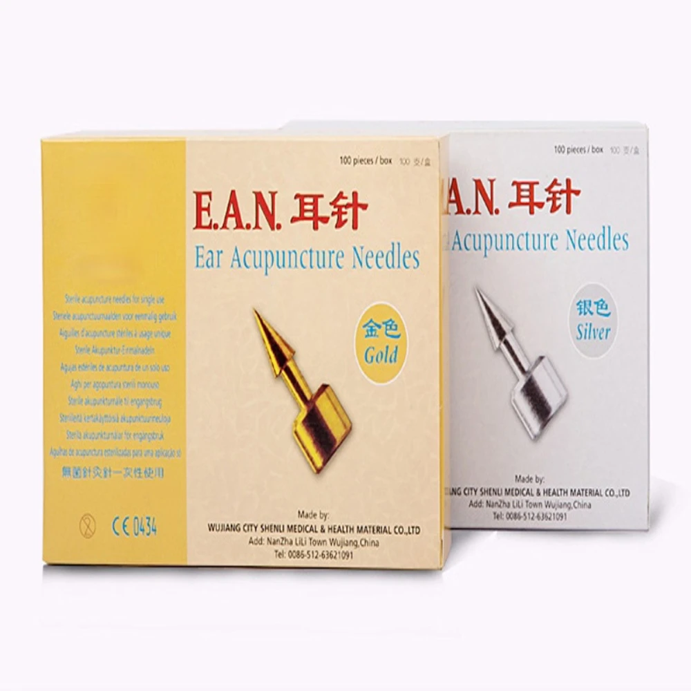 100Pcs Sterile Ear Press Needle EAN Ear Acupuncture Needles Auricular Acupunture Massage Ear Needle 1 Box Stimulator Massager