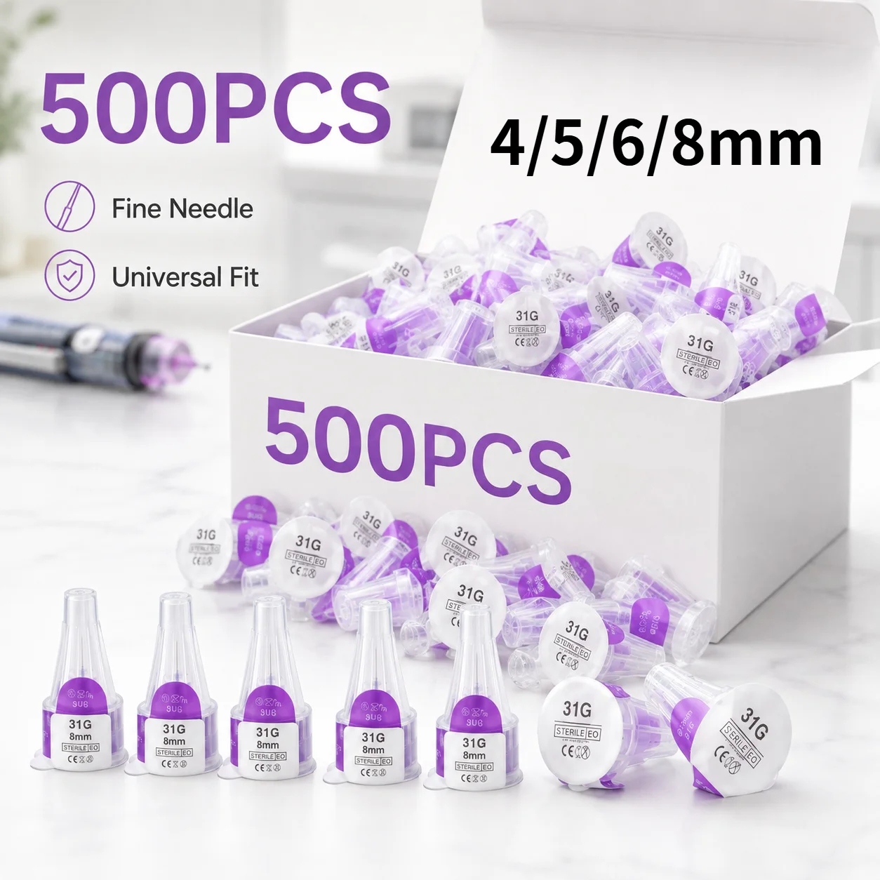 Disposable Insulin Pen Needles 4/5/6/8mm Universal for Insulin Injection Pens Sterile Single Use Fine Needle Accessories