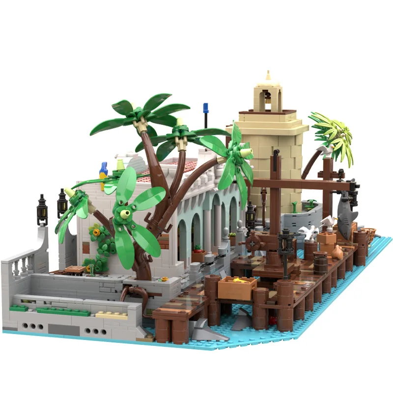 4107 PCS City Ancient Architecture Creative Dock MOC Building Block Model Children's Diy Educational Surprise Toys Birthday Gift