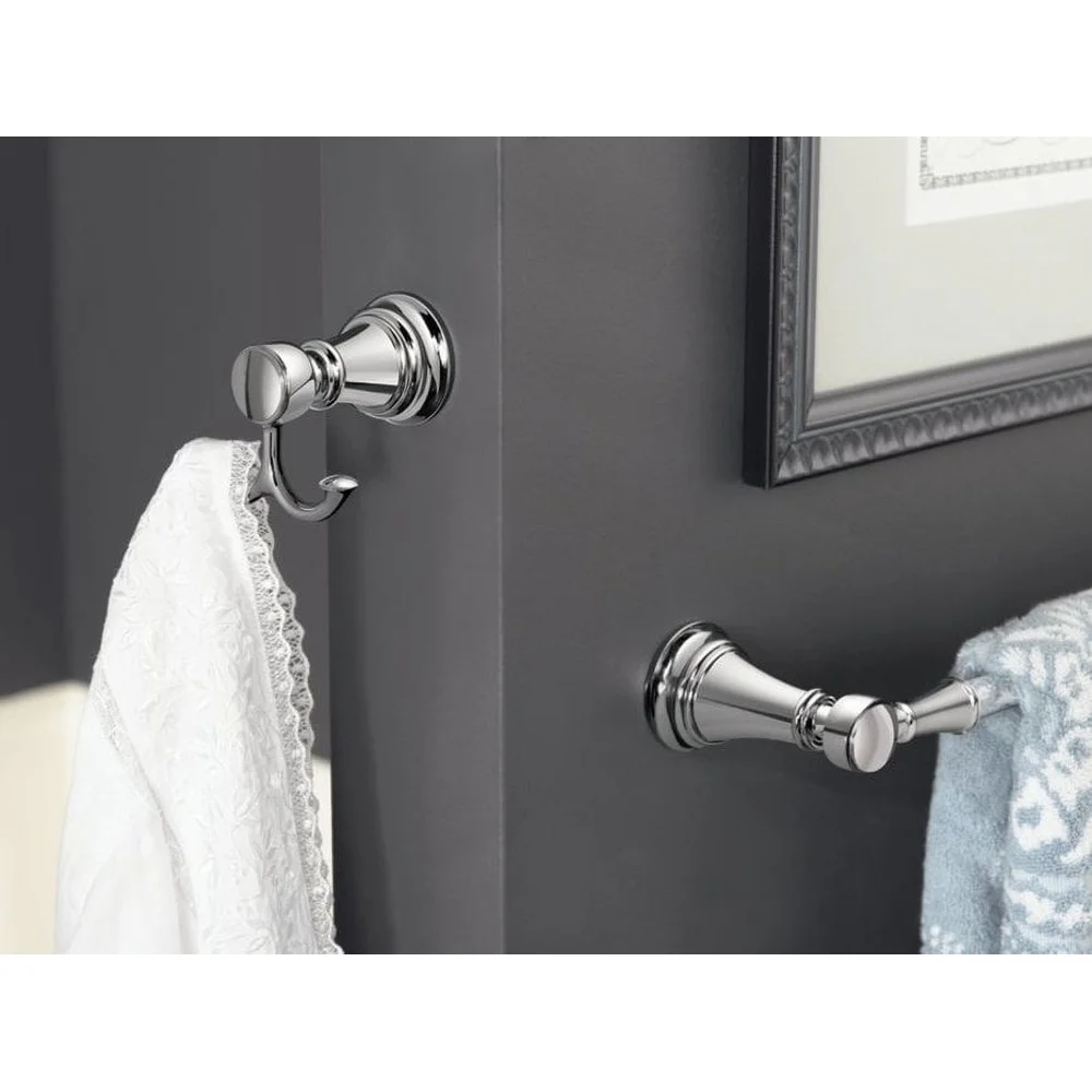 Victorian Chrome Double Robe Hook with Porcelain Inlays Easy Installation Corrosion Resistant Bathroom Accessory Elegant Design