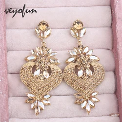 Veyofun Hyperbole Crystal Drop Earrings Luxury Lady Paty Dangle Earrings for Women Fashion Jewelry New