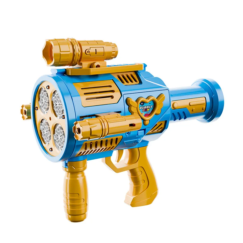 Pistola de bolhas bazuca, mitragem de bolhas com 32 buracos, soprador de bolhas com luzes coloridas, presentes para crianças e adultos, melhores brinquedos ao ar livre