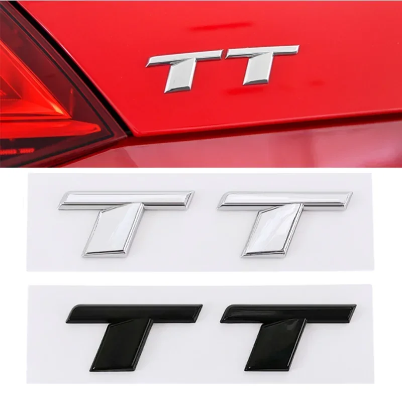 

3d ABS Chrome Black TT Logo Letters Car Trunk Emblem Badge Decal For Audi TT RS MK1 8N 8J MK3 8S MK2 TT Sticker Accessories