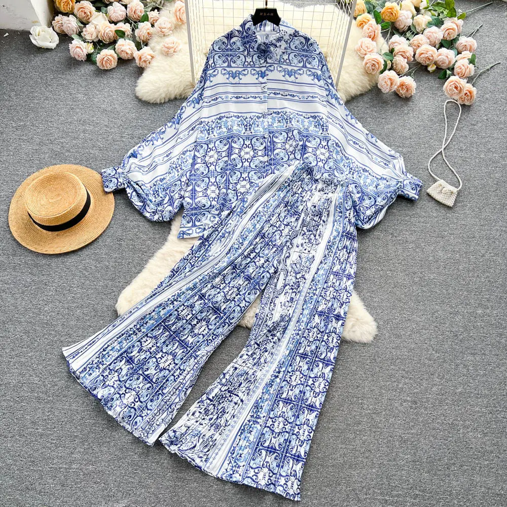 SuperAen Europe and America Style Women's Fashion New 2026 Spring Vintage Plaid Ruffled Shirt Long Pants Sets