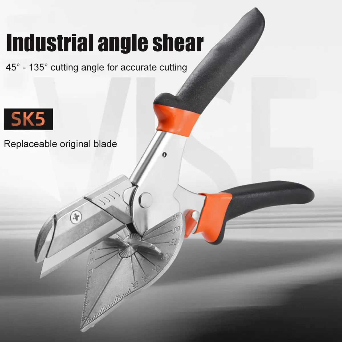 Miter Shears Adjustable 45 to 135 Degree Trunking Shears Ergonomic Multi Angle Miter Scissors with 2 Replacement Blades for Cutt