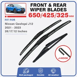 For Nissan Qashqai J12 2021 2022 2023 Wiper Blades Set 12 Front Rear Windshield Brushes Windscreen Window Car Accessories Refill