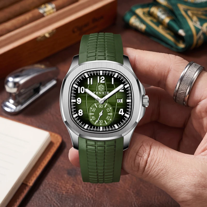 Classic Men's Light Luxury Quartz Watch with Rubber Strap, Calendar, Small Seconds Dial, Luminous Waterproof Business Sports Watch, Trendy Versatile Men's Watch, Gift Idea