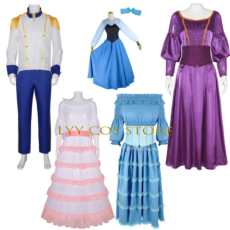 

Anime Cosplay Princess Ariel Cosplay Blue Dress Prince Eric Suit Uniform Halloween Carnival Party Costumes for Woman Men