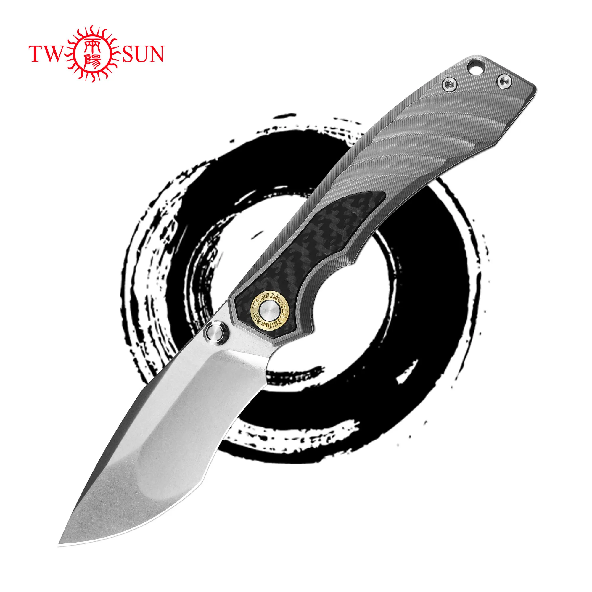 

Складной карманный нож TWOSUN TS560 с клинком M390 и титановой рукоятью Stonewashed – профессиональный тактический нож для выживания и кемпинга