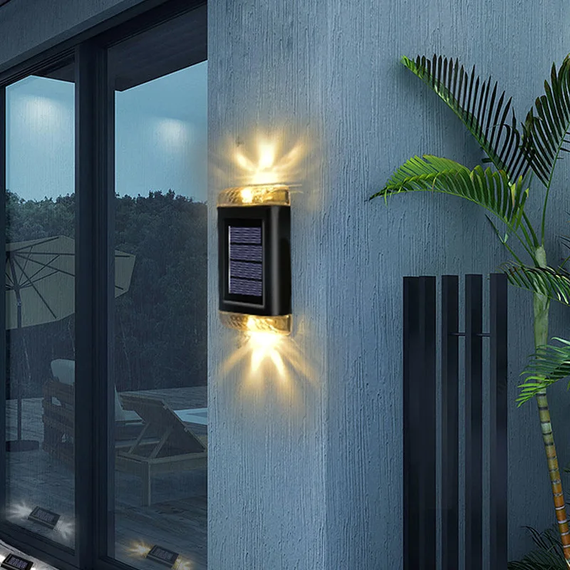 Courtyard Solar Lights LED Solar Wall Lamp Outdoor Waterproof Garden Fence Decor Upper Lower Glowing Wall Lights Clearance