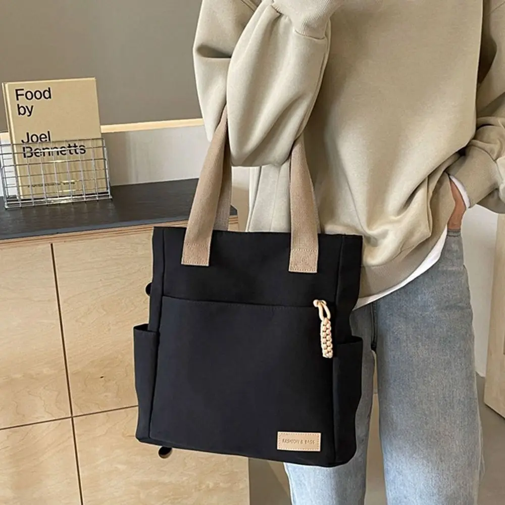 Large Capacity Lightweight Canvas Bag New Waterproof Solid Color Tote Bags Canvas Handbag Shoulder Bag for Work School Travel