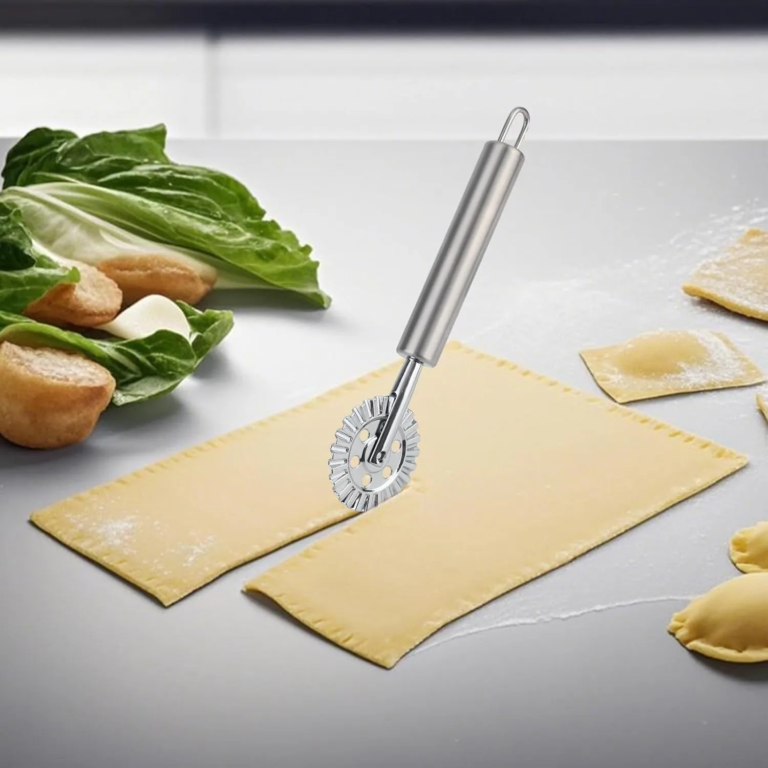 Stainless Steel Fluted Pasta Crimping Wheel Dough Crimper Cutter