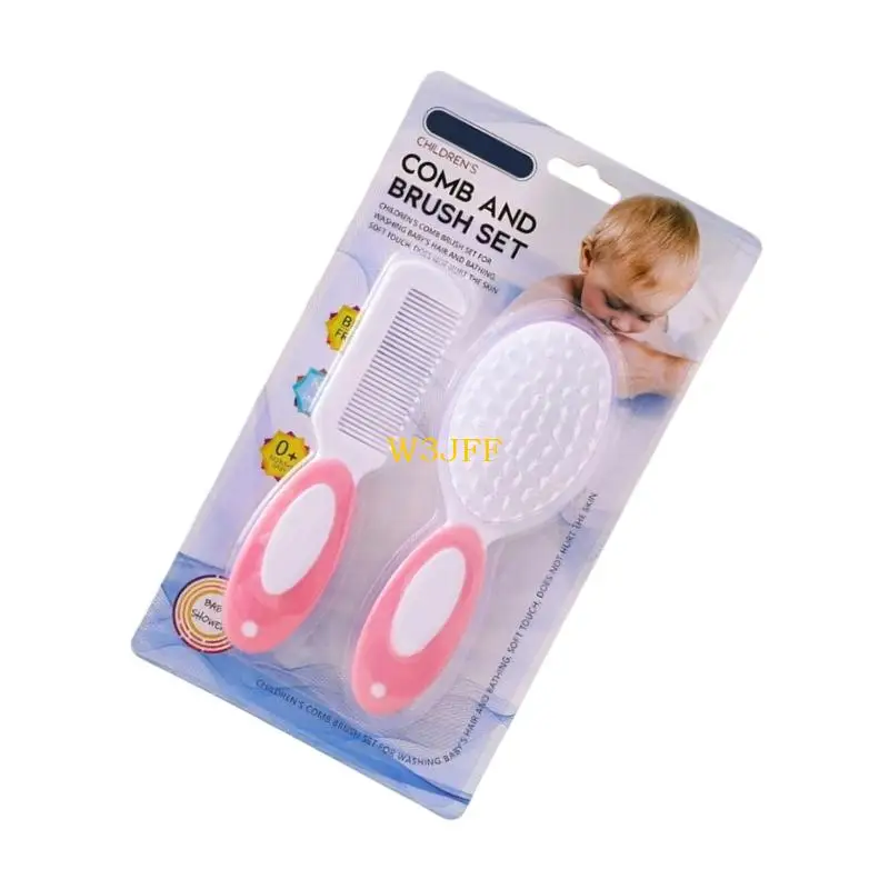 W3JF 2PCS Gentle Infant Shampoo Brush Tool مجموعة مع مشط شعر سهل قبضة