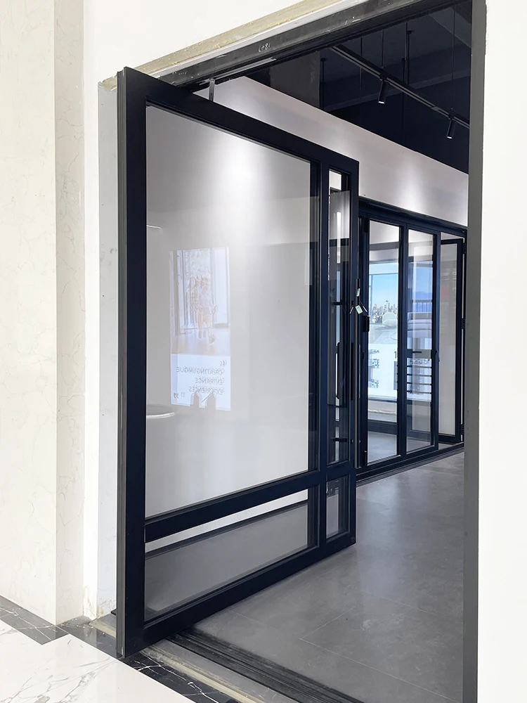Sixinalu Pivot Door Exterior Front Entry Doors With Smart Lock Aluminum Double Glaszed Push Pull Rotating Dooe Home Decor Custom