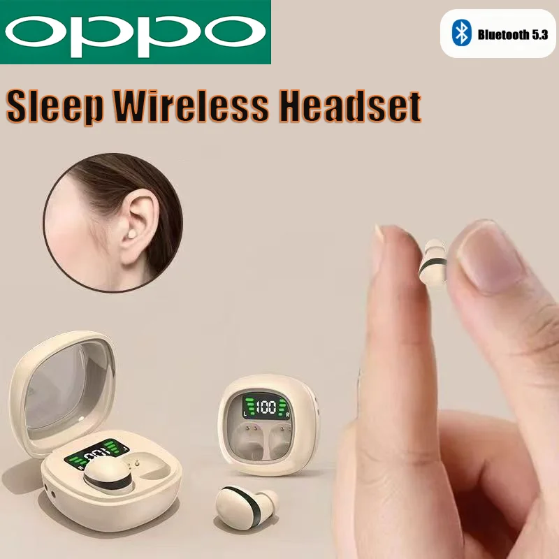 OPPO Bluetooth 5.3 Mini Headset HD Hifi Earbuds Invisible Sleep Game Sports Headphones Touch Control Earphones for Men Women