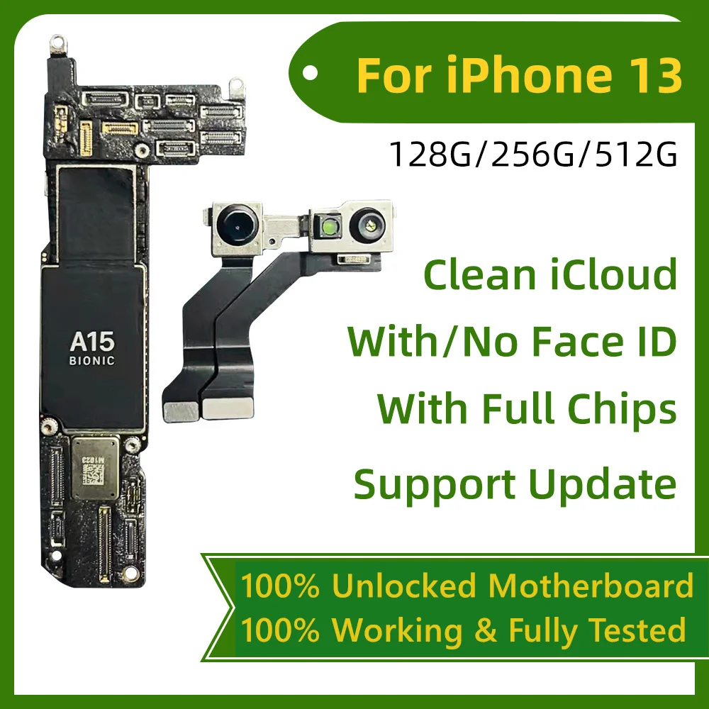 100% Unlocked Free Clean iCloud For iPhone 13 Pro Max Mainboard With/NO Face ID For iphone 13 mini Logic Board motherboard