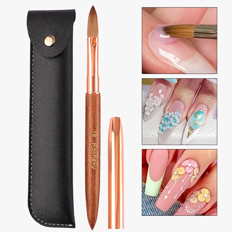 

Sweet-Z High Quality 100% Kolinsky Acrylic Brush UV Gel Nail Brush Rose Gold Color Handle Manicuring Nail Tool Size 2#-18#