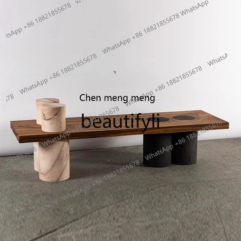 

Solid wood bench designer wabi-sandy wind creative hotel bed and breakfast lounge area reception bench sofa stool