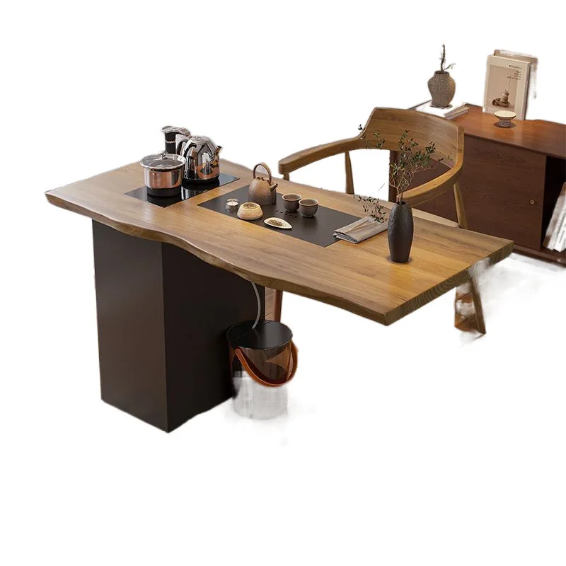 

New Chinese solid wood tea table combination, log, balcony small apartment, modern simplicity, home use, kung fu tea table