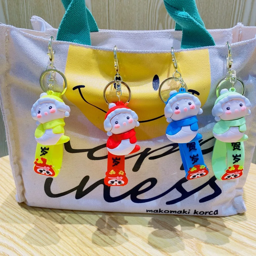 Cute Blush Snake Pendant Jewelry Bag Charm Cartoon Snake Keychain Ins Animal Zodiac Snake Year Key Ring Children Gifts