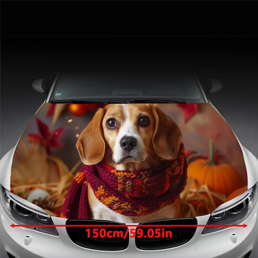 Candy Corn Beagle Car Sticker This sweet Halloween car sticker features a Beagle holding a candy corn, adding a touch of whimsy