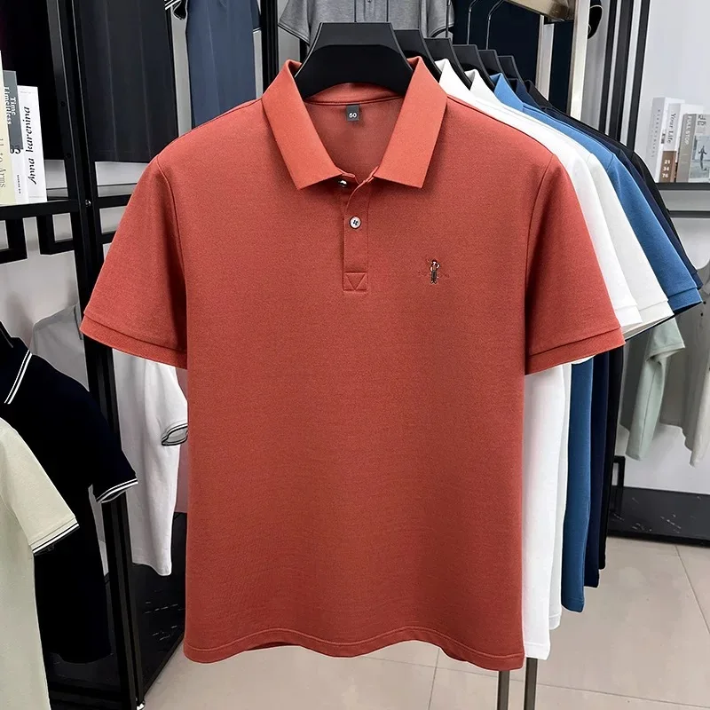 الأزياء الفاخرة الكرتون التطريز قصيرة الأكمام تي شيرت الرجال تنفس قميص بولو الصيف الاتجاه الجديد العلامة التجارية بلون رداء علوي غير رسمي #6