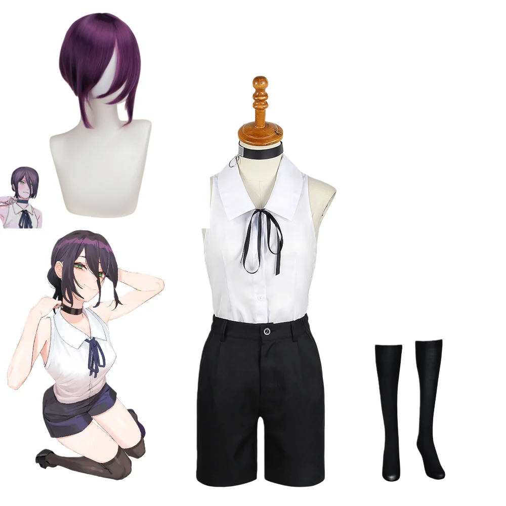 بالمنشار Reze تأثيري حلي شعر مستعار المرأة أنيمي موحدة هالوين