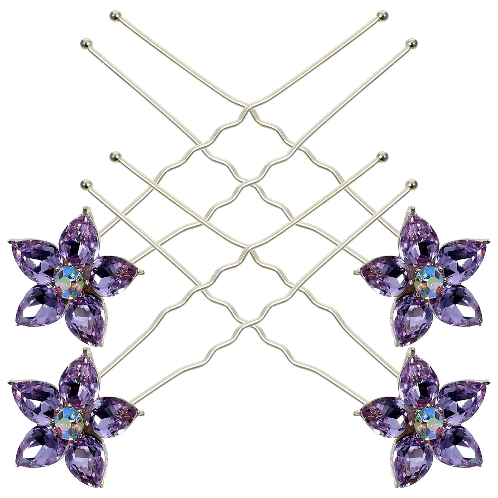 

4Pcs Water Drill Hairpins Rhinestone Bridal Hair Accessories Elegant Wedding Hair Clips for Bride Updo Hairstyle